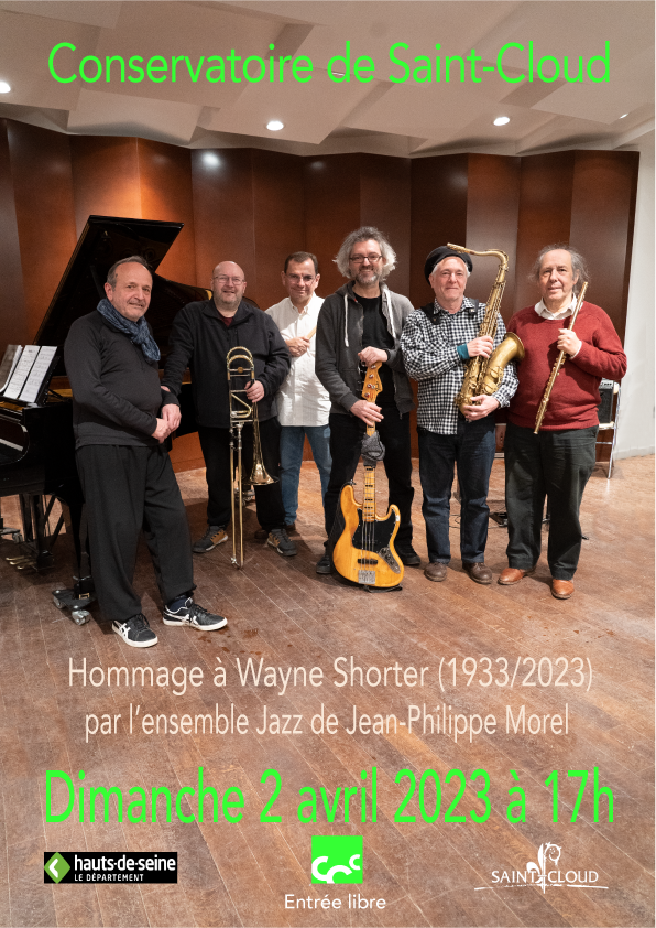 Ensemble de Jazz : Hommage à Wayne Shorter<br><strong>Dimanche 2 avril 2023 à 17h00<br>Auditorium du conservatoire</strong>