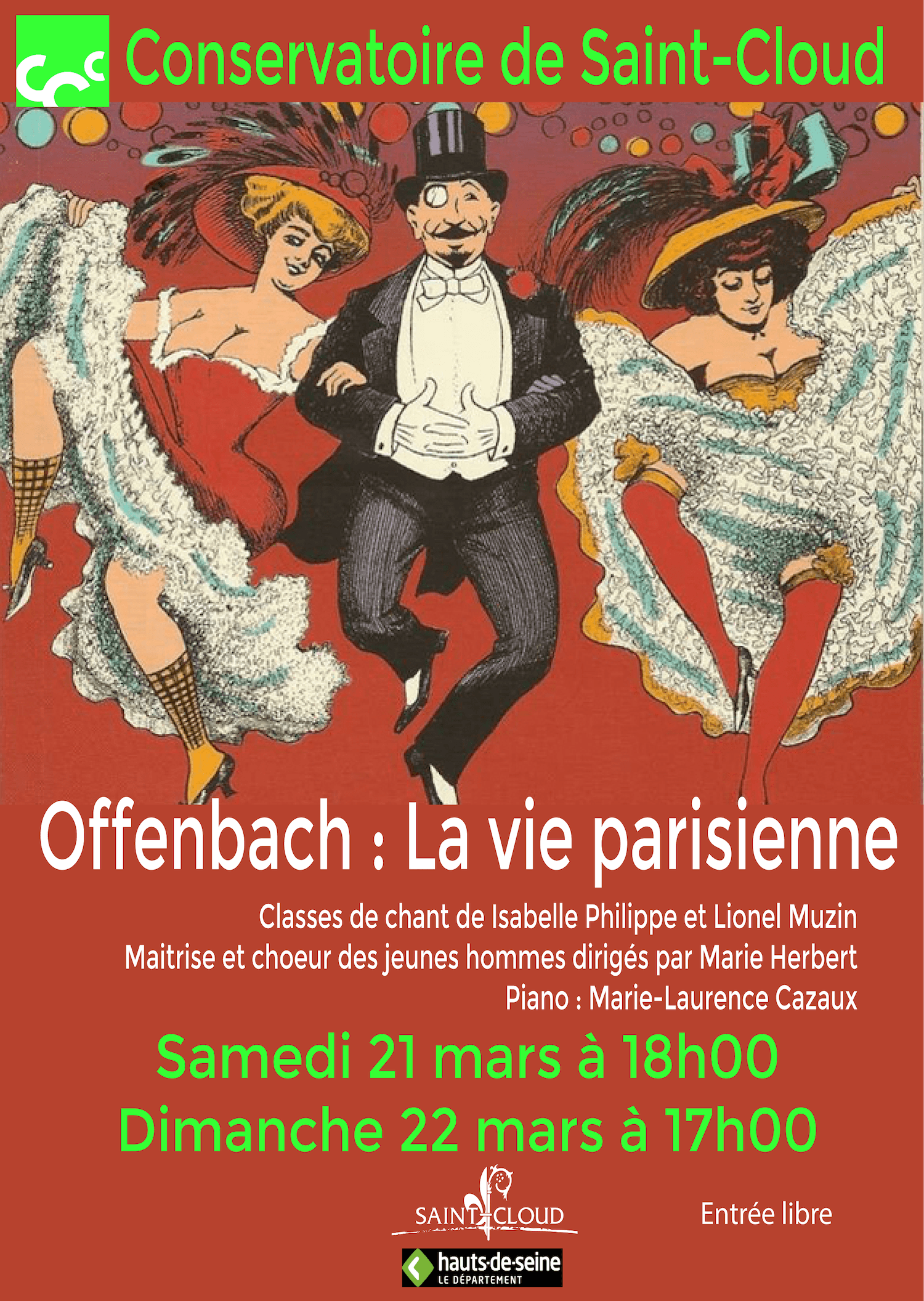 Jacques Offenbach<br> La vie parisienne<br><strong>Samedi 21 mars à 18h00 <br>Dimanche 22 mars à 17h00<br> à l&rsquo;auditorium</strong>